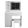AENKYO Vanity Desk with 3 Color Lighting LED Lights Mirror, Makeup Table Set, 2 Drawers & Adjustable Brightness, White - 2 of 4