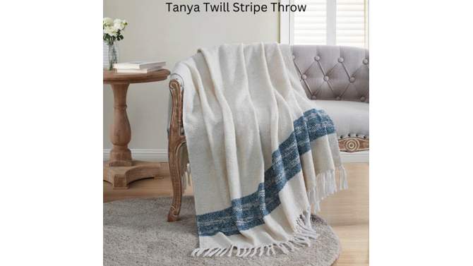 VCNY 50&#34;x60&#34; Tanya Striped Cotton-Rich Throw Blanket Ivory/Navy, 6 of 7, play video