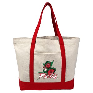 Mississippi Valley State University Primary Logo Canvas Tote Bag With External Pocket, Reusable Shoulder Bag for Shopping, School, Beach - 1 of 4