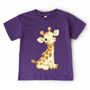 The Juniper Shop Watercolor Giraffe Toddler Short Sleeve Tee - 5T - Purple - 1 of 4