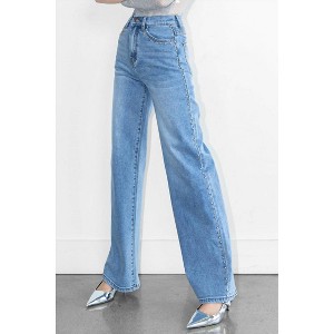 Women's Stud Wide Leg Jeans - Vibrant Miu - 1 of 4