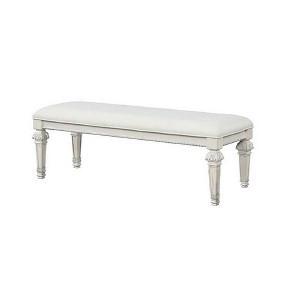 Royal Hampton Bench, Cream White Wood Frame, Textured Fabric, 55 Inch - 1 of 4