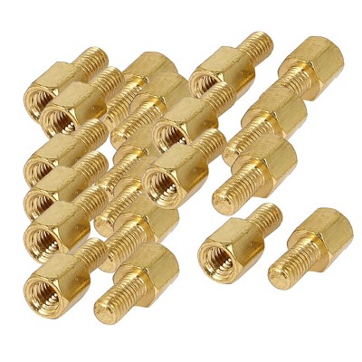 Unique Bargains M3 x 5mm + 6mm Motherboard Hex Standoffs Male to Female Thread Brass 20 Pcs