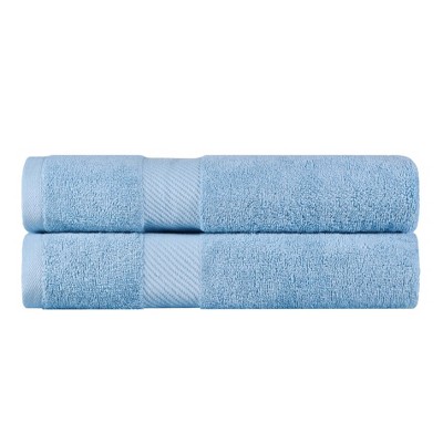 Luxury Cotton Solid Medium Weight Bath Towel Set Of 2, Winter Blue ...