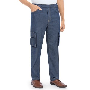 Collections Etc Mens Double Cargo Pocket Pull-on Jeans - 1 of 4