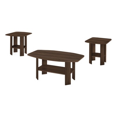 Walnut Transitional 3-Piece Coffee and End Table Set
