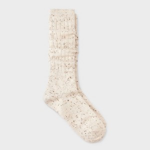 Women's Cotton Blend Ribbed Fleck Slouch Crew Boot Socks - Auden™ Ivory 4-10 - 1 of 4