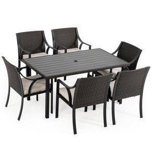 HAPPATIO 7 Piece Patio Dining Set,Outdoor Patio Dining Set.Wicker Rattan Patio Dining Furniture. Dining Furniture Set. Outdoor Dining Set for 6. - 1 of 4