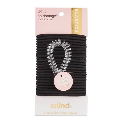 Scünci No Damage Elastic Hair Ties With Storage Ring - Thick Hair