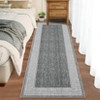 Modern Area Rugs Washable Bordered Floor Carpet, Foldable Contemporary Striped Indoor Mat, Non-Slip Low Pile Accent Rugs for Bedroom, Kitchen, Laundry - 3 of 4