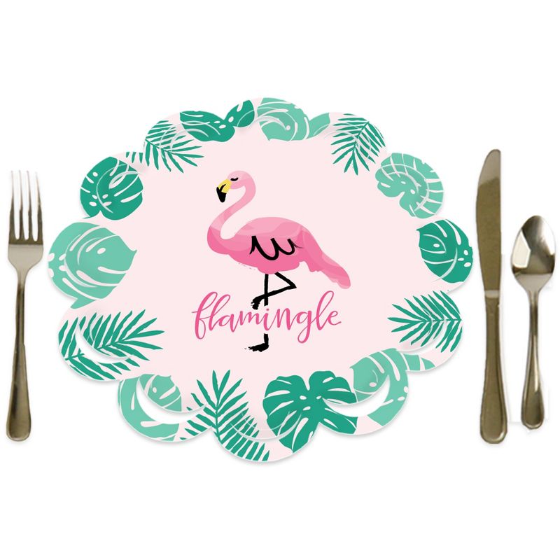 Big Dot of Happiness Pink Flamingo - Tropical Summer Party Round Table Decorations - Paper Chargers - Place Setting For 12, 1 of 9
