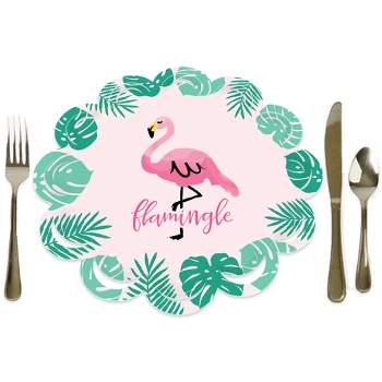 Big Dot of Happiness Pink Flamingo - Tropical Summer Party Round Table Decorations - Paper Chargers - Place Setting For 12