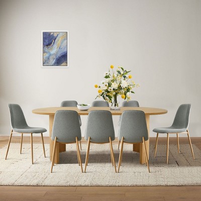 Oslo Modern Design Dining Chair Set Of 4 and 8, Linen Dining Chair with Oak Metal Legs, Indoor Furniture - Maison Boucle