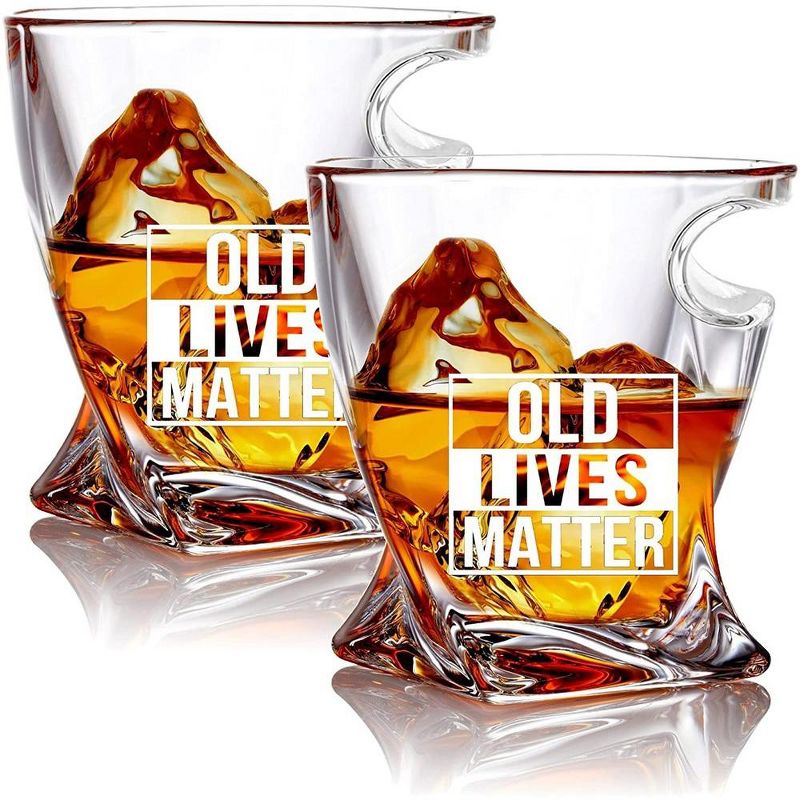 Bezrat Old Lives Matter Whiskey Glass - 2 Pack, 1 of 4