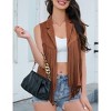 MISSKY Women's Tassel Vest Hippie Faux Suede Rivets Sleeveless Costume Fringe Jacket - 3 of 4