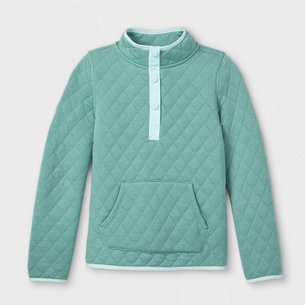 Girls' Quilted Pullover Sweatshirt - Cat & Jack Ocean Green XL