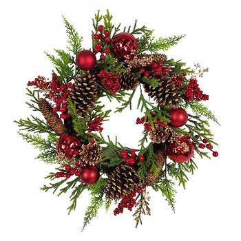 Northlight Pre-lit Whitmire Pine Artificial Christmas Wreath - 24-inch ...