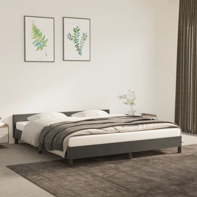 vidaXL Bed Frame with Headboard Dark Gray 76 in.x79.9 in. King Velvet