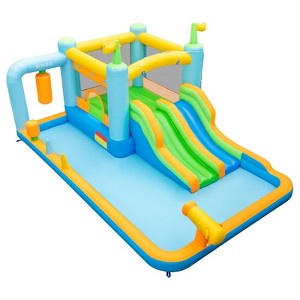 Tangkula Inflatable Water Slide Park Giant Bounce House with Double Long Slides Boxing Splash Pool Jumping Area - 1 of 4