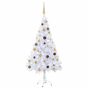Aghana Digitals 59.1in Pre-lit White PVC Christmas Tree with LED Lights & Decorative Baubles, - 1 of 4