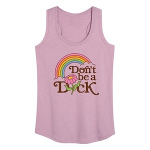 Women's - Instant Message - Rainbow Don't Be A D-ck-ck Flower Graphic Racerback Tank - 1 of 4