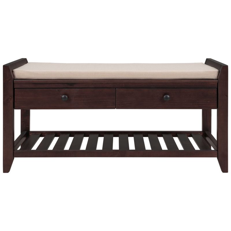 Entryway Storage Bench with Cushioned Seat, Shoe Rack and Drawers-ModernLuxe, 2 of 9