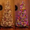 Homhougo 6ft Slim Pencil Artificial Christmas Tree with Berries & Pine Cones, Foldable Metal Base, Ideal for Tight Spaces - 2 of 4