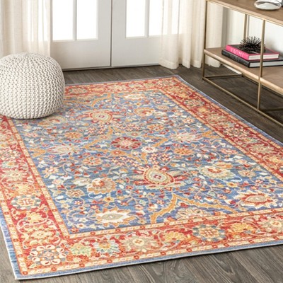 Reversible Red Synthetic Rectangular Area Rug 5' x 8'