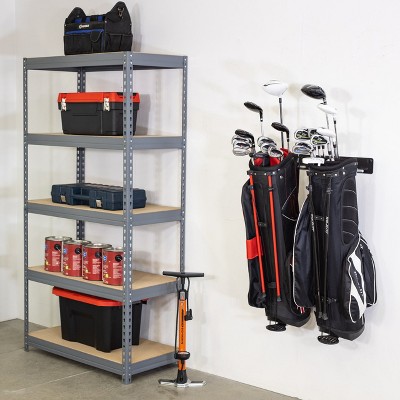 Heavy-Duty Black Steel 2-Bag Golf Storage Rack