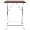 vidaXL Modern Folding Bistro Table in Brown - 21.7"x21.3"x28" PE Poly Rattan, Weather Resistant with Powder-Coated Steel Frame for Patio or Balcony - image 3 of 4