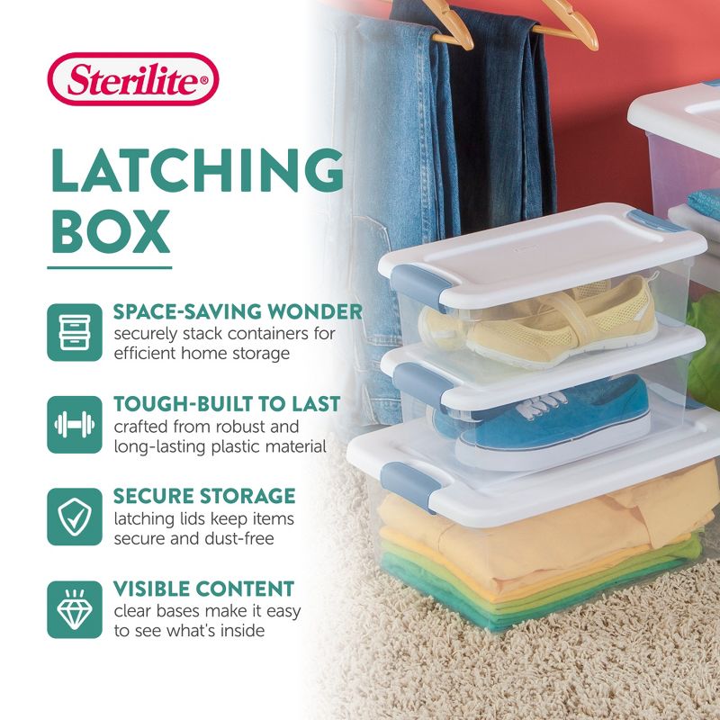Sterilite Plastic Stacking Storage Box Container with Latching Lid for Home, Office, Workspace, & Utility Space Organization, 4 of 9