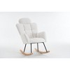 Grungis Teddy Fabric Rocking Chair with Headrest Pillow & High Back Glider, 250LB Capacity Tufted Accent Chair for Nursery, Living Room - 2 of 4