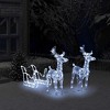 vidaXL Christmas Decoration Lighted Reindeer and Sleigh with LEDs Acrylic - Cold White 7.1" x 3.3" x 21.7" (2 pcs) - 2 of 4