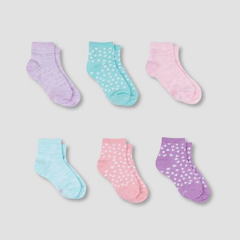Hanes Premium Girls' 6pk Super Soft Ankle Athletic Socks - Colors May Vary S