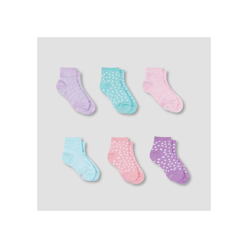 Hanes Premium Girls' 6pk Super Soft Ankle Socks - Colors May Vary, 1 of 4