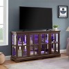 SpassWay 32"H Oak Antique LED Curio Display Cabinet with Four Glass Doors and Adjustable Shelves Vintage Collectible Showcase for Home or Office - 3 of 4