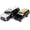 1997 Chevrolet Tahoe Black and White and Jeep Cherokee XJ Black w/Tan 1/64 Diecast Model Cars by Johnny Lightning - 2 of 3