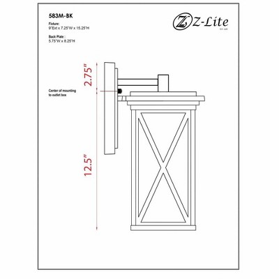 Brookside Black Aluminum Outdoor Wall Sconce with Clear Glass
