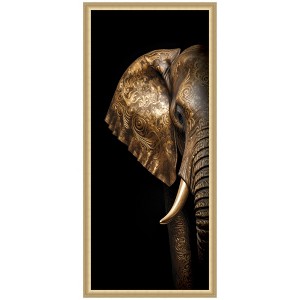 Kate and Laurel Midnight Mandala Zen Peaceful Elephant by The Creative Bunch Studio Framed Wall Art Print, 19 x 42, Florence Gold - 1 of 4