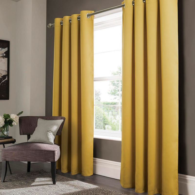 RT Designers Collection Anchorage Premium Blackout Grommet Curtain Panel 54" x 63" Yellow, 1 of 5
