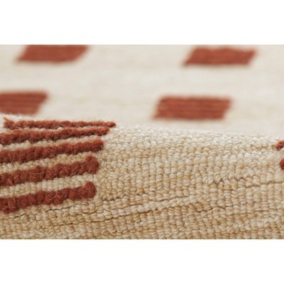 Rust and Beige Geometric Handmade Wool Tufted Rug
