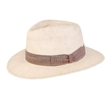 Wigens Men's Straw Country Fedora with Bow Hatband