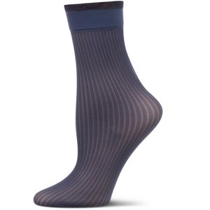 Memoi Women's Sheer Ruffle Cuff Ribbed Crew Socks - 1 of 3