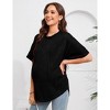 Womens Maternity Shirts Summer Ribbed knit Short Sleeve Casual Pregnancy Clothes Crewneck Loose Maternity Tops - 2 of 4