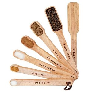 Impresa 7PC Narrow Wood Measuring Spoon Set for Cooking & Baking - 1 of 4