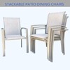 GDFStudio Paul Outdoor Stackable Textilene and Metal Dining Chairs (Set of 2) - 3 of 4
