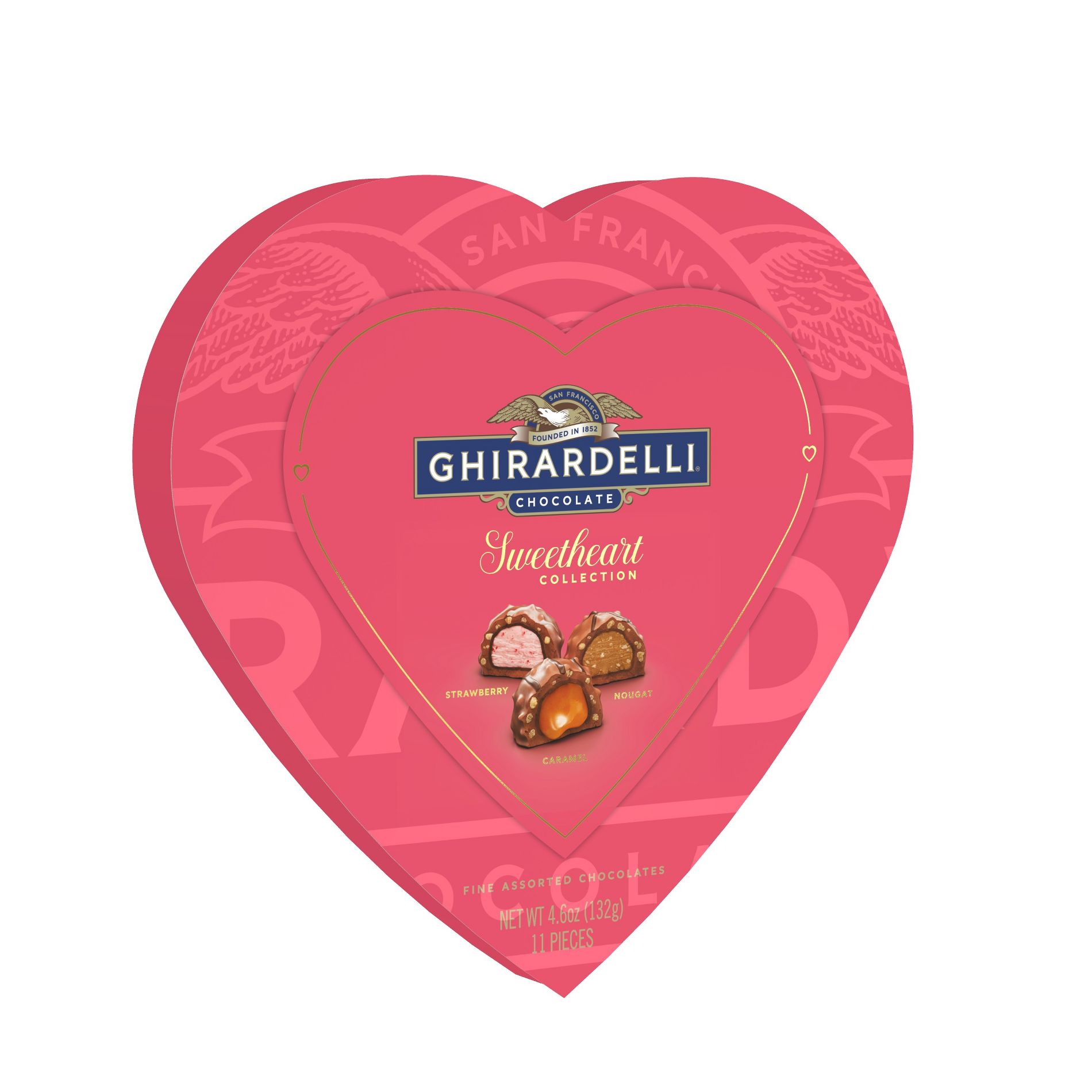 Ghirardelli Valentine's Sweethearts Collection Pralines Heart Box Gift Candy - 4.6oz