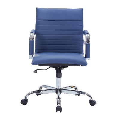 Harris Navy Blue Leatherette Swivel Office Chair with Steel Frame