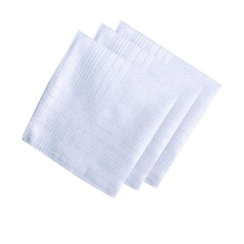 Men's White 100% Cotton Soft Finish Handkerchiefs, 1 of 4
