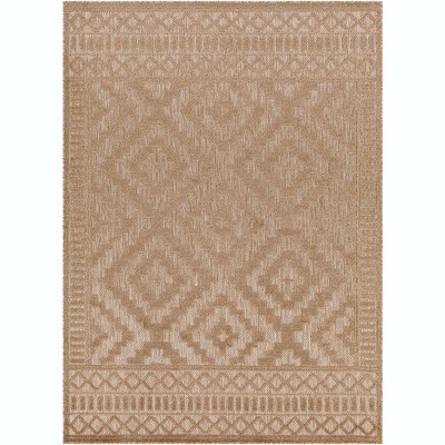 Mark & Day Bushong 6'7"x9" Rectangle Woven Indoor & Outdoor Area Rugs Brown: Geometric Modern Patio Stain-Resistant